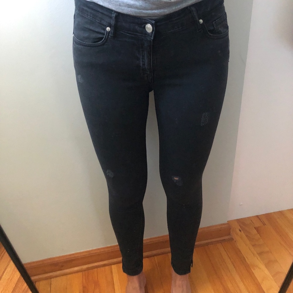 Zara distressed black skinny jeans